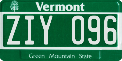 VT license plate ZIY096