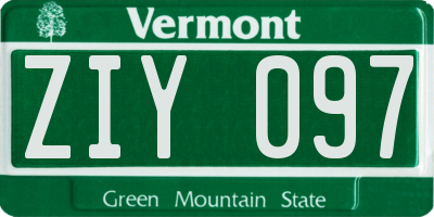 VT license plate ZIY097