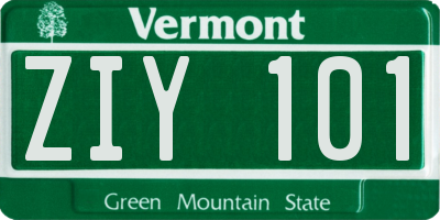 VT license plate ZIY101