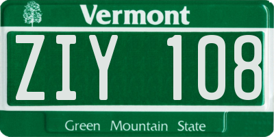 VT license plate ZIY108