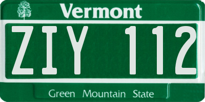 VT license plate ZIY112