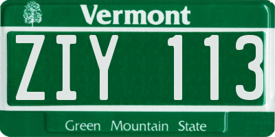 VT license plate ZIY113