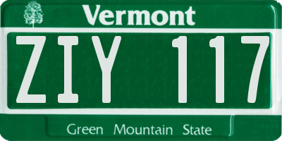 VT license plate ZIY117