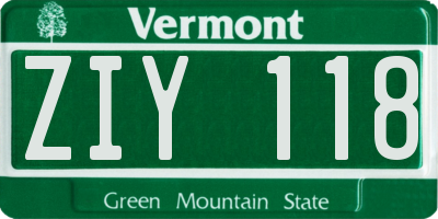 VT license plate ZIY118