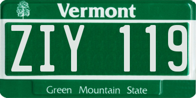VT license plate ZIY119