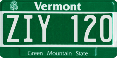 VT license plate ZIY120