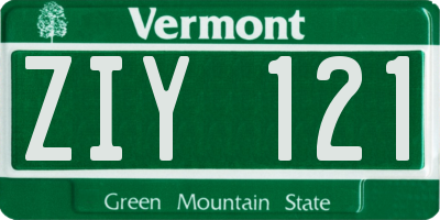 VT license plate ZIY121