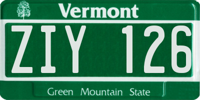 VT license plate ZIY126