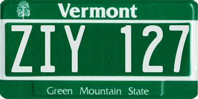 VT license plate ZIY127
