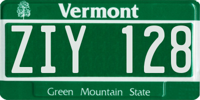 VT license plate ZIY128