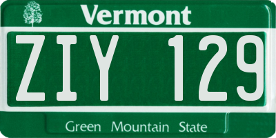 VT license plate ZIY129