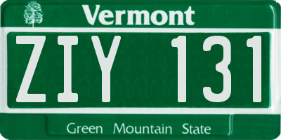 VT license plate ZIY131