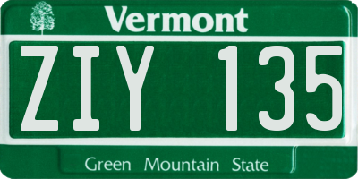VT license plate ZIY135