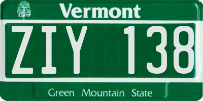 VT license plate ZIY138