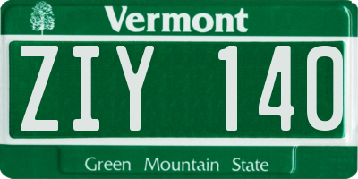 VT license plate ZIY140