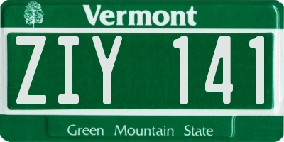 VT license plate ZIY141