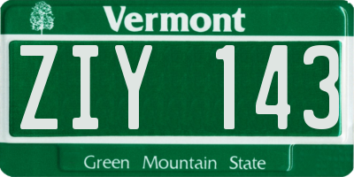 VT license plate ZIY143