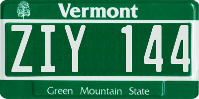 VT license plate ZIY144