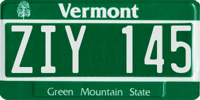 VT license plate ZIY145