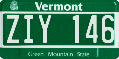 VT license plate ZIY146