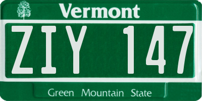 VT license plate ZIY147