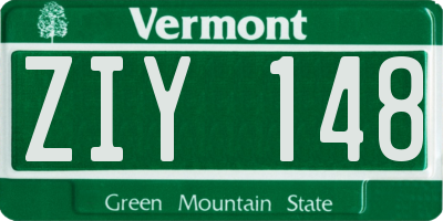 VT license plate ZIY148