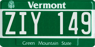 VT license plate ZIY149