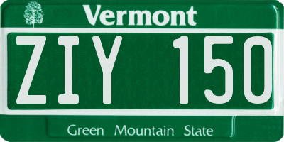 VT license plate ZIY150