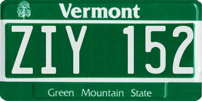 VT license plate ZIY152