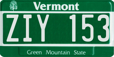 VT license plate ZIY153