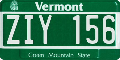 VT license plate ZIY156