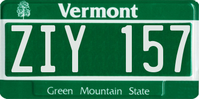 VT license plate ZIY157