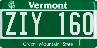 VT license plate ZIY160