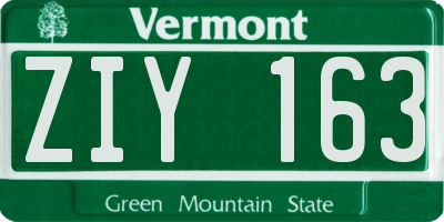 VT license plate ZIY163