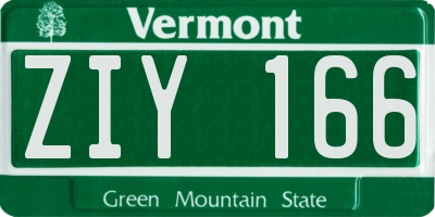VT license plate ZIY166