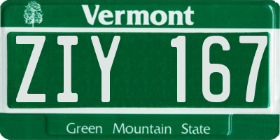 VT license plate ZIY167