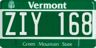 VT license plate ZIY168