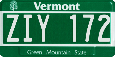 VT license plate ZIY172