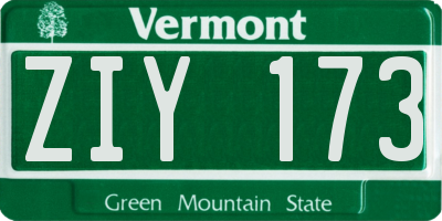 VT license plate ZIY173