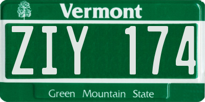 VT license plate ZIY174