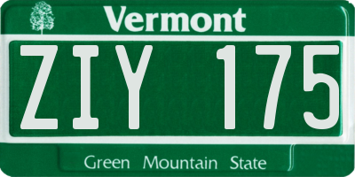 VT license plate ZIY175