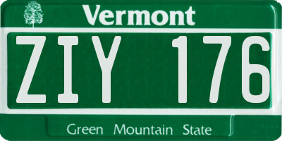 VT license plate ZIY176