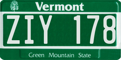VT license plate ZIY178