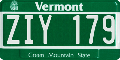 VT license plate ZIY179
