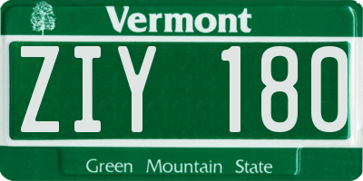 VT license plate ZIY180
