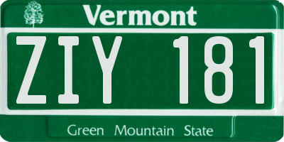 VT license plate ZIY181