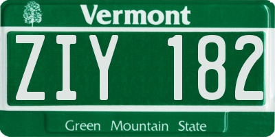 VT license plate ZIY182