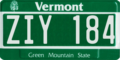 VT license plate ZIY184