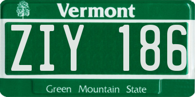 VT license plate ZIY186