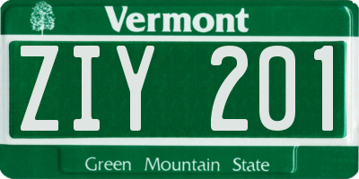 VT license plate ZIY201